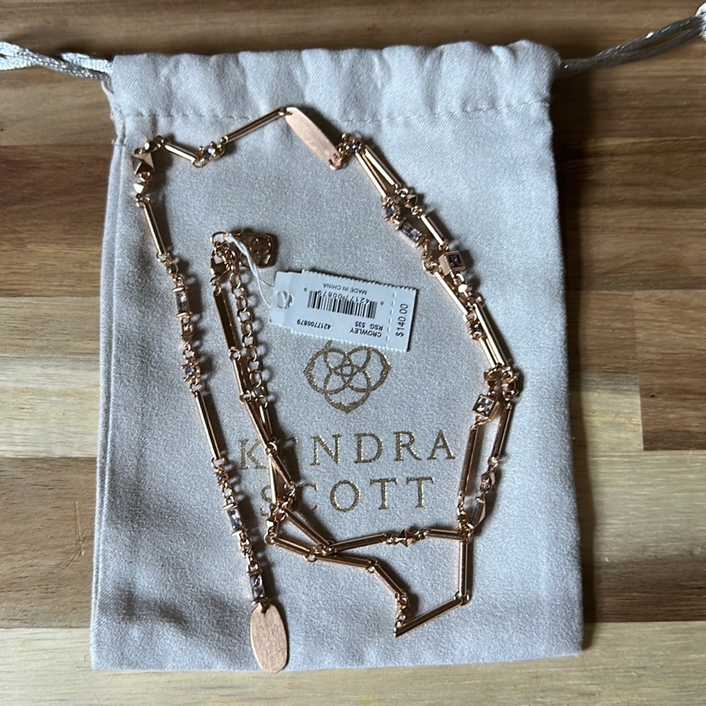 Bnib Kendra Scott Crowley Necklace Rose Gold